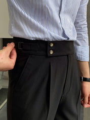 Florian Deschamps | Navy High-Waist Tailored Trousers for Men