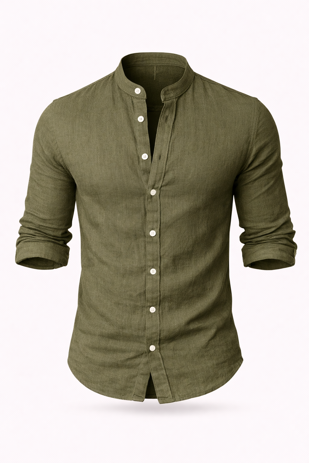 Florent Descartes | Premium Linen Mandarin Collar Shirt for Men