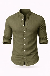 Florent Descartes | Premium Linen Mandarin Collar Shirt for Men