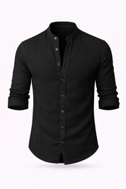 Florent Descartes | Premium Linen Mandarin Collar Shirt for Men