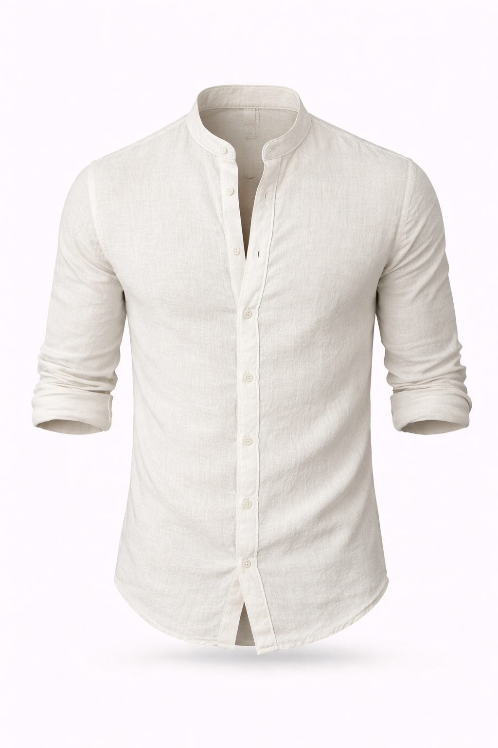 Florent Descartes | Premium Linen Mandarin Collar Shirt for Men