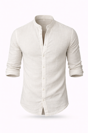 Florent Descartes | Premium Linen Mandarin Collar Shirt for Men