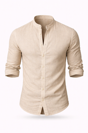Florent Descartes | Premium Linen Mandarin Collar Shirt for Men