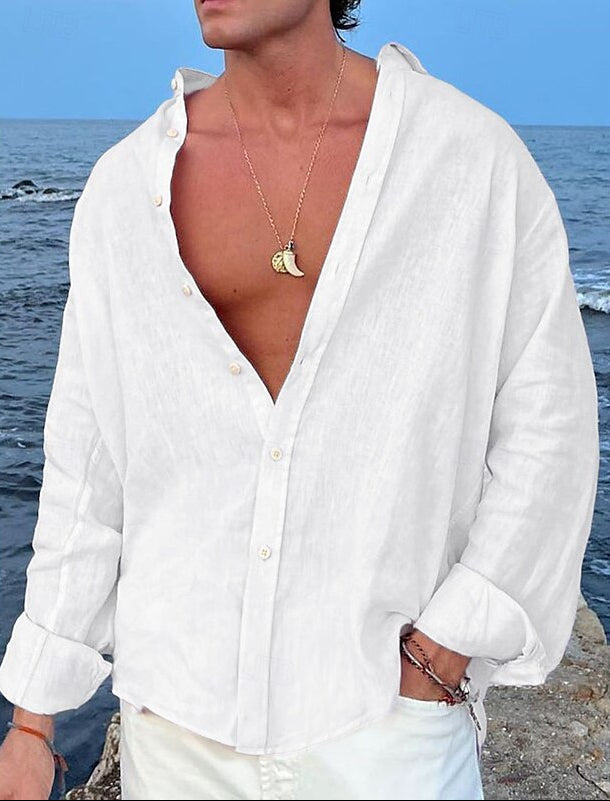 Matteo Bellini | Relaxed Fit Pink Linen Shirt for Men