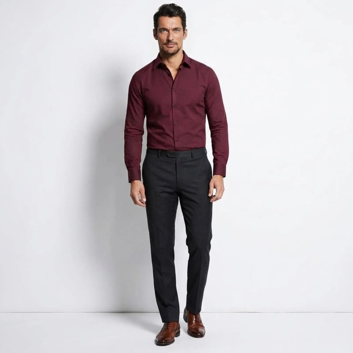 Raffaello Dunmore | Men's Slim Fit Burgundy Formal Shirt