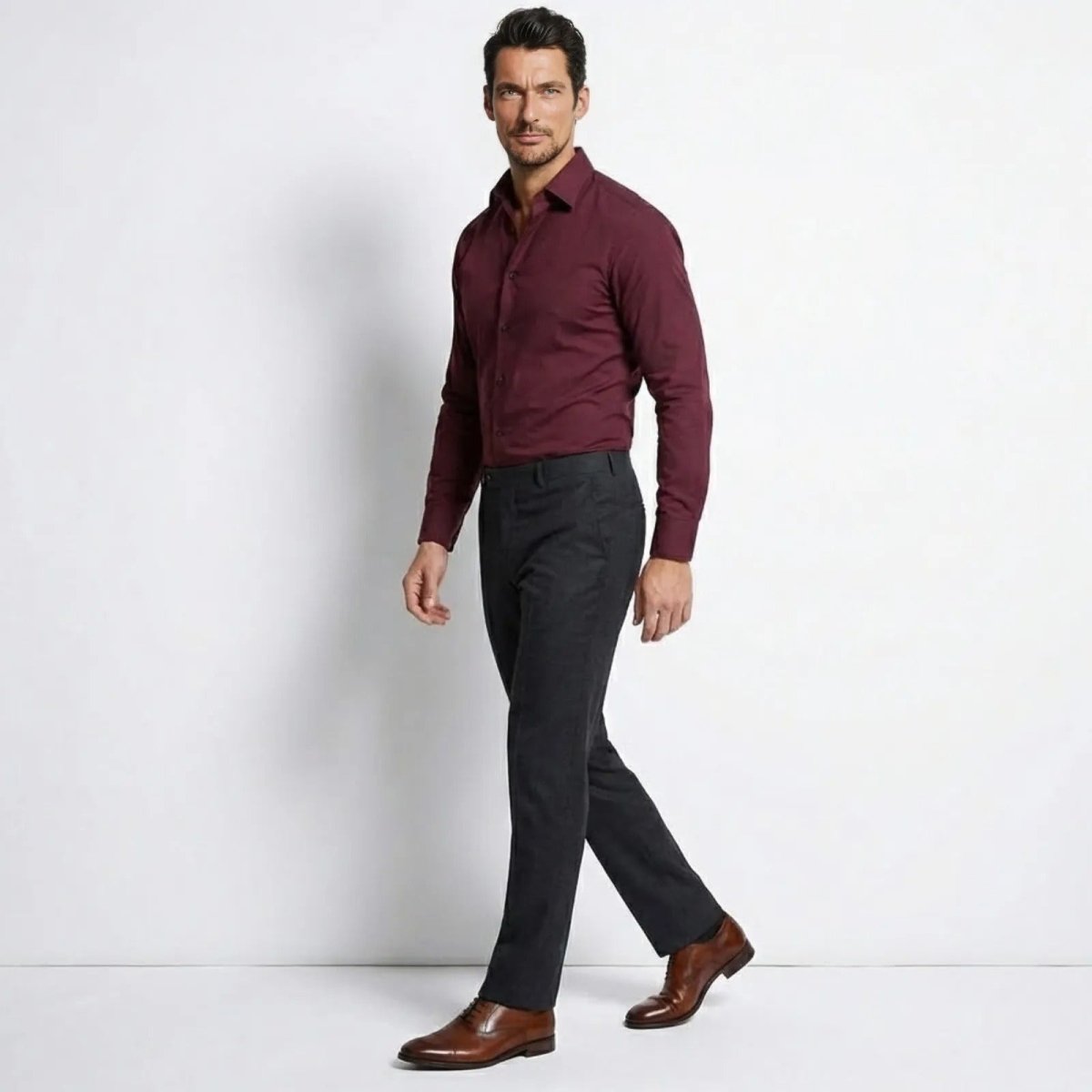 Raffaello Dunmore | Men's Slim Fit Burgundy Formal Shirt