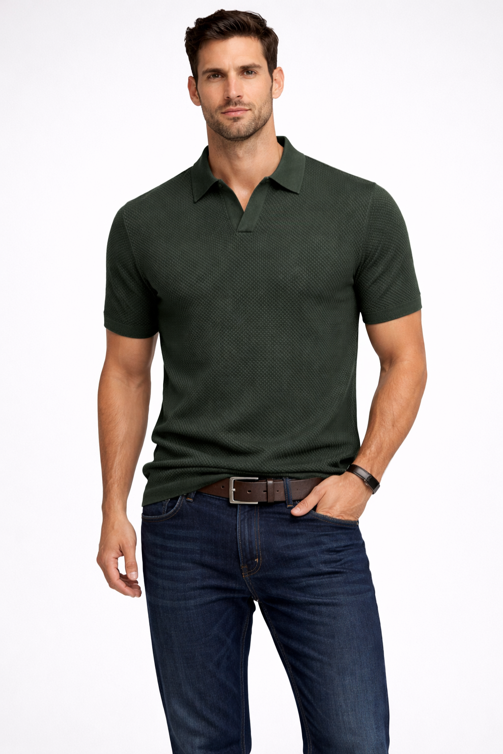 Matteo Ricci | Textured Knit Polo Shirt For Men