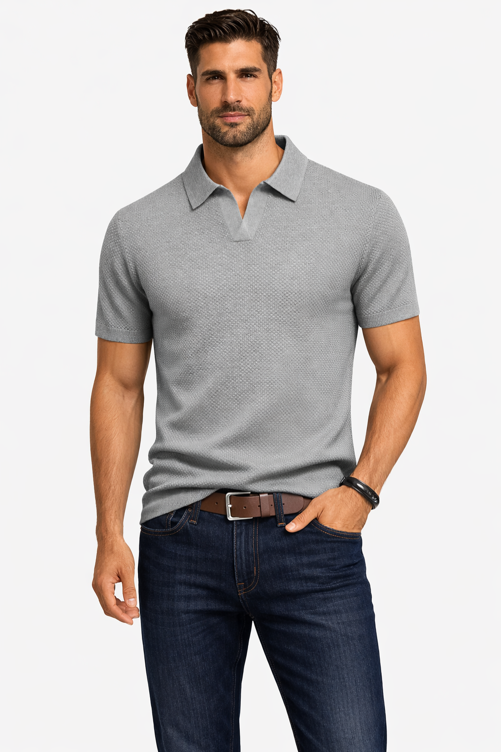 Matteo Ricci | Textured Knit Polo Shirt For Men