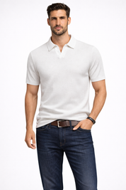Matteo Ricci | Textured Knit Polo Shirt For Men