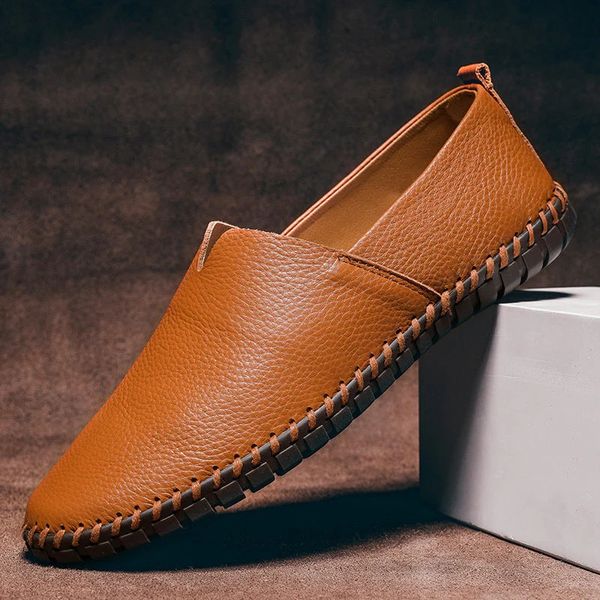 Matteo Romano | Handcrafted Navy Blue Leather Loafers For Men