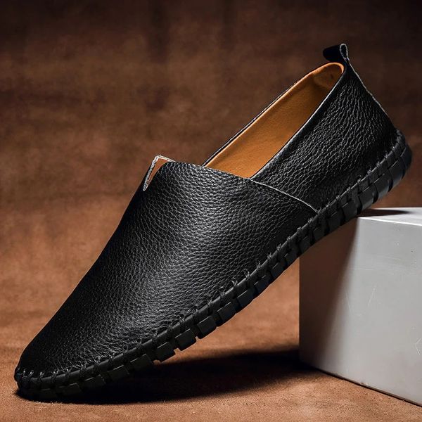 Matteo Romano | Handcrafted Navy Blue Leather Loafers For Men
