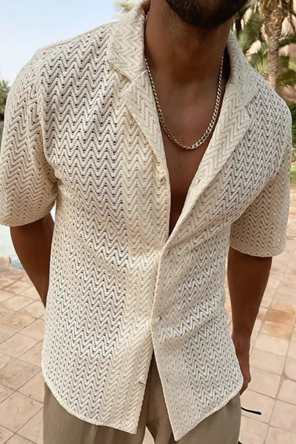 Matteo Sinclair | Chevron Textured Summer Shirt For Men
