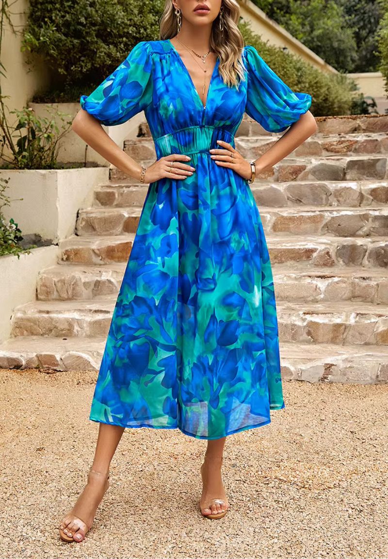 Amelia Kensington | Floral Chiffon Midi Dress For Women