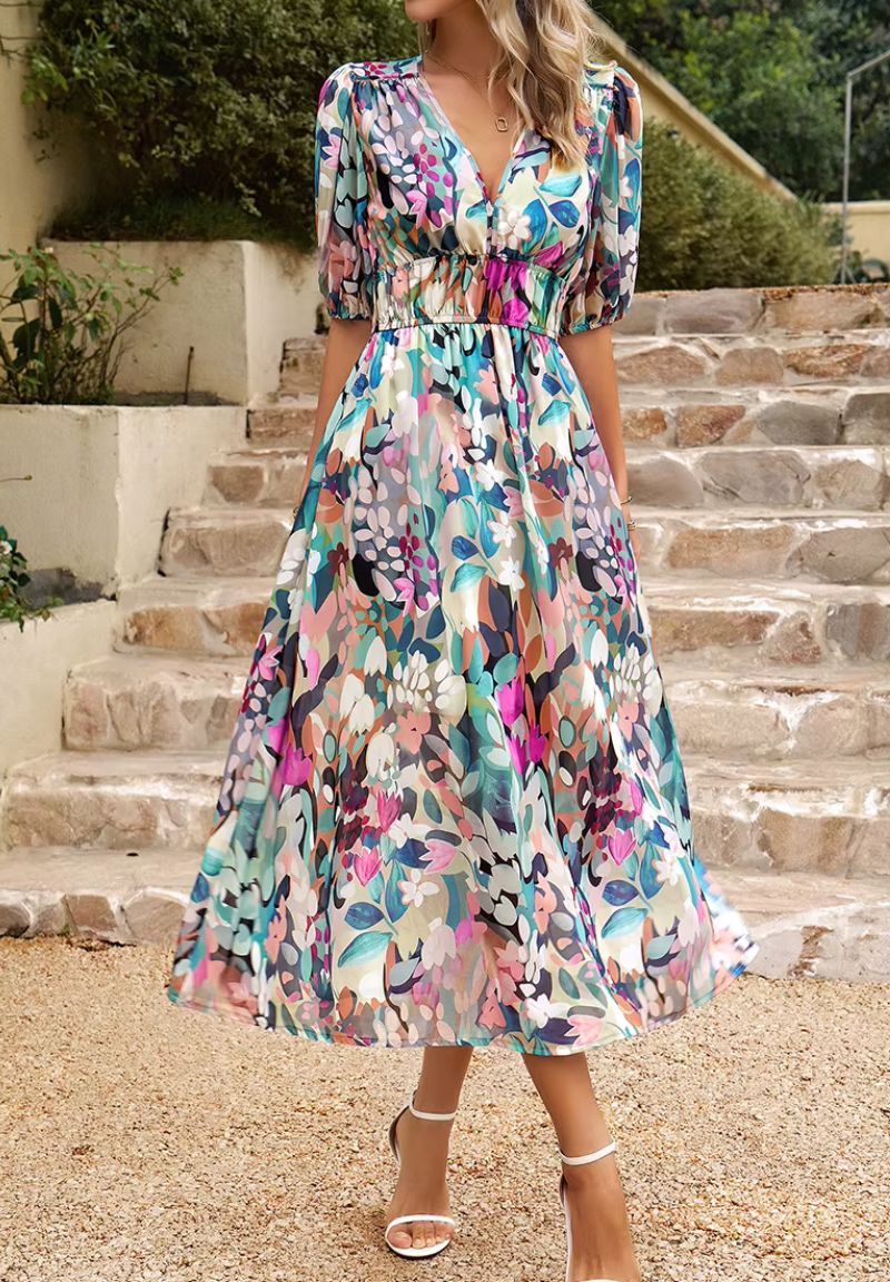 Amelia Kensington | Floral Chiffon Midi Dress For Women