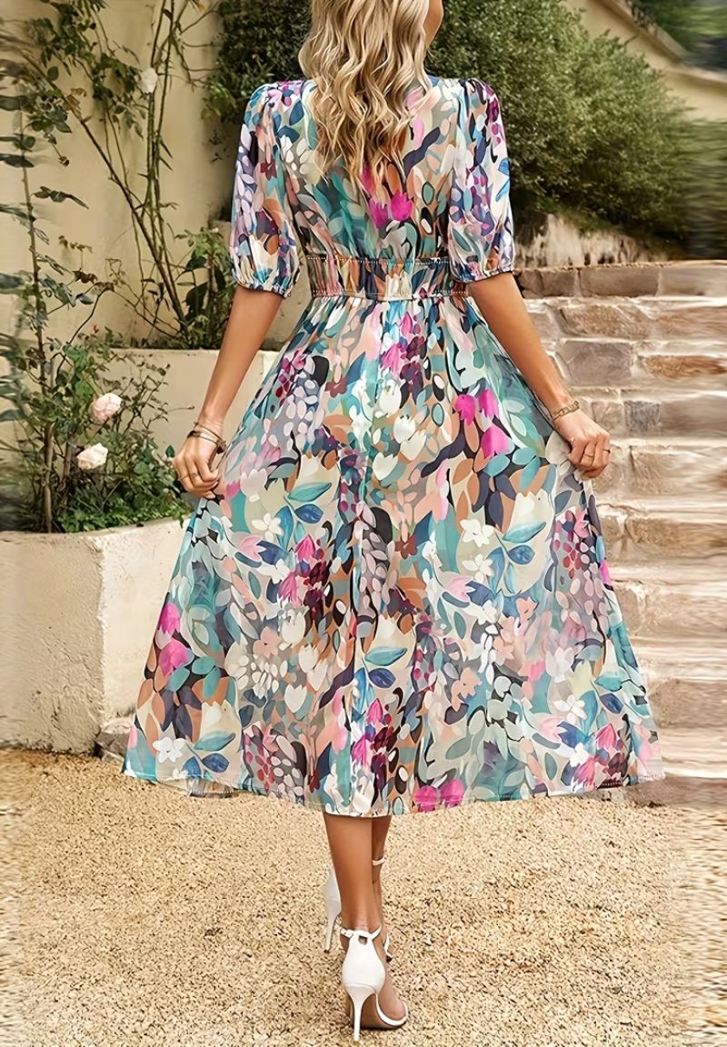 Amelia Kensington | Floral Chiffon Midi Dress For Women