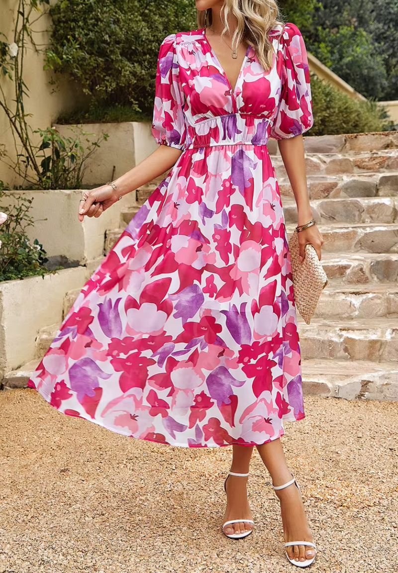 Amelia Kensington | Floral Chiffon Midi Dress For Women