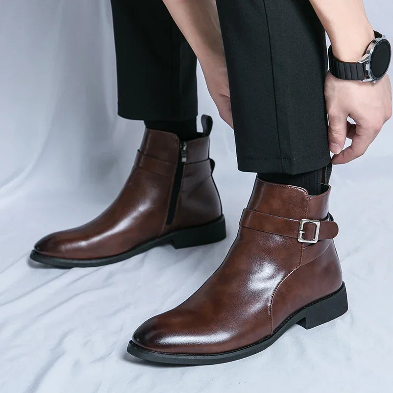Francesco DeLuca | Leather Buckle Luxe Boots