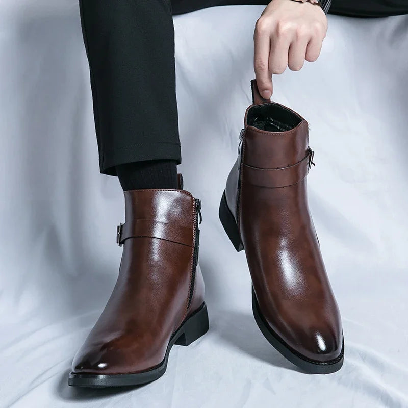 Francesco DeLuca | Leather Buckle Luxe Boots