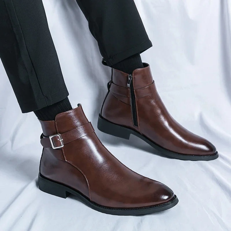 Francesco DeLuca | Leather Buckle Luxe Boots