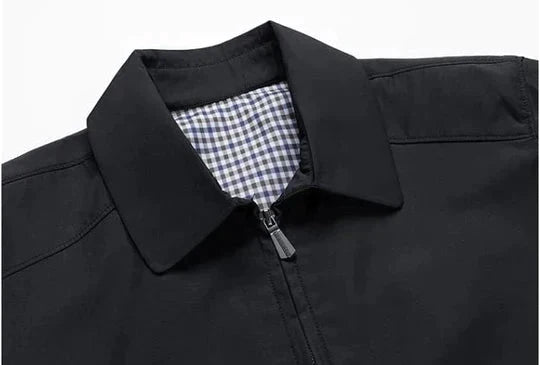 Mens-Classic-Black-Zip-Up-Jacket-Lightweight-Checked-Lining-6.webp