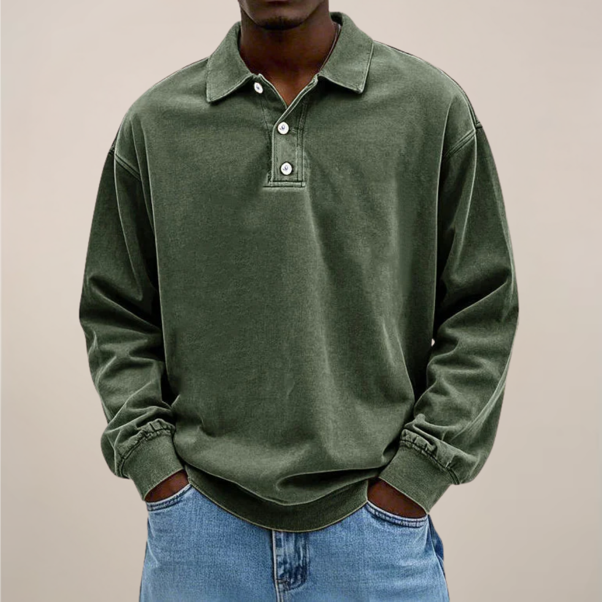 Lucas Bennett | Relaxed Polo Sweatshirt For Men