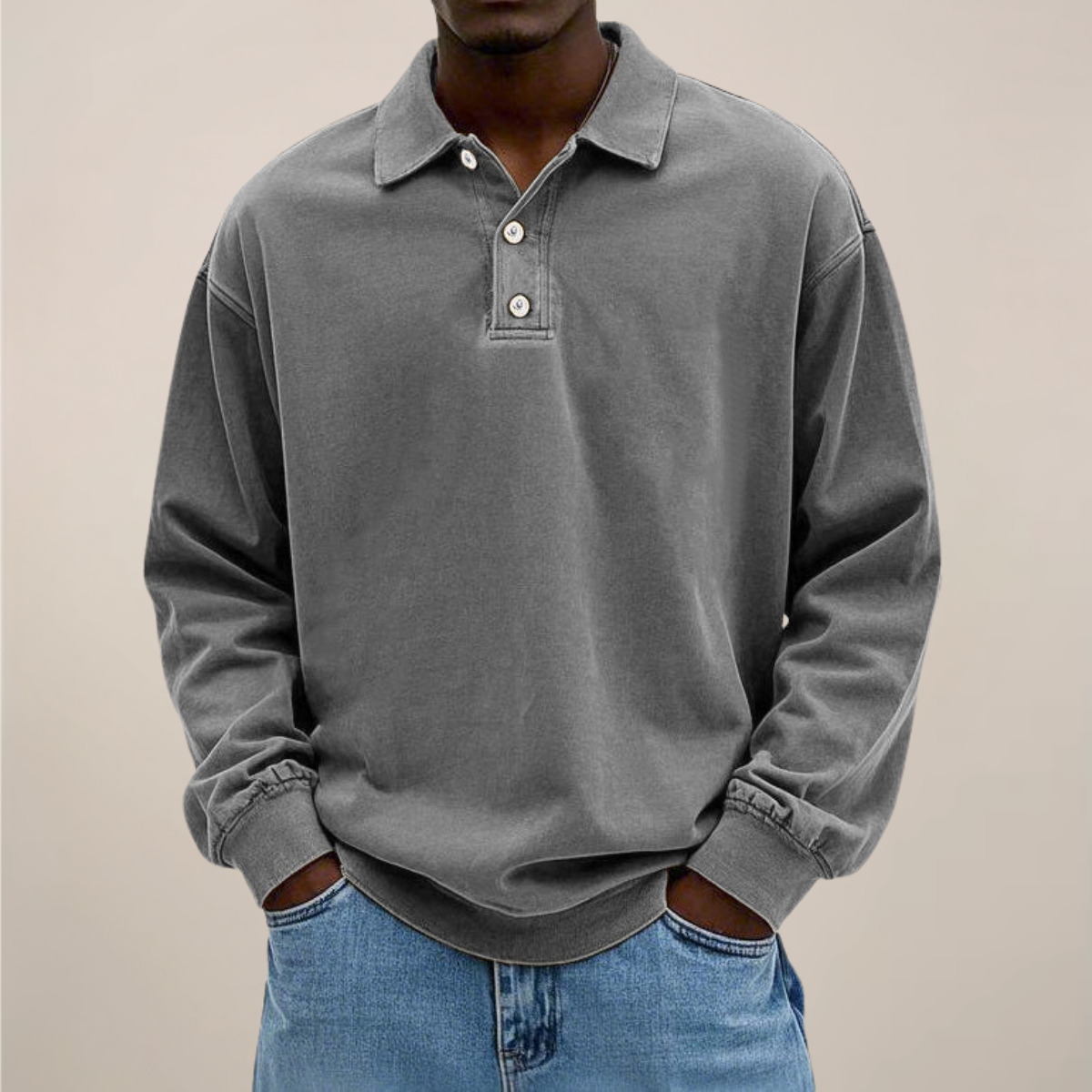 Lucas Bennett | Relaxed Polo Sweatshirt For Men