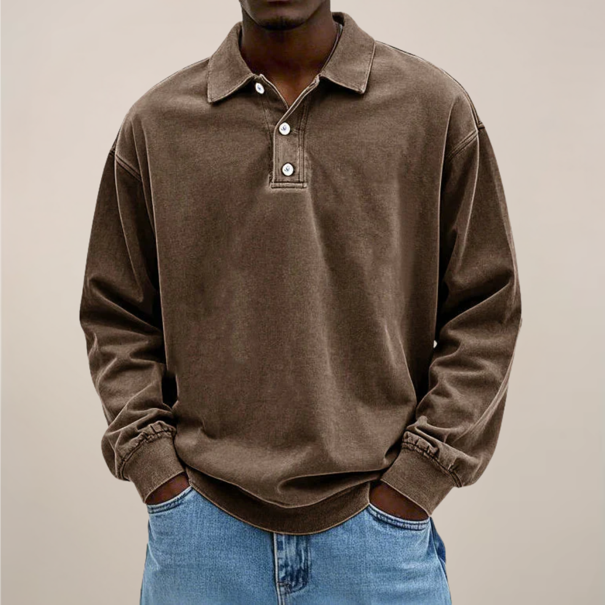 Lucas Bennett | Relaxed Polo Sweatshirt For Men