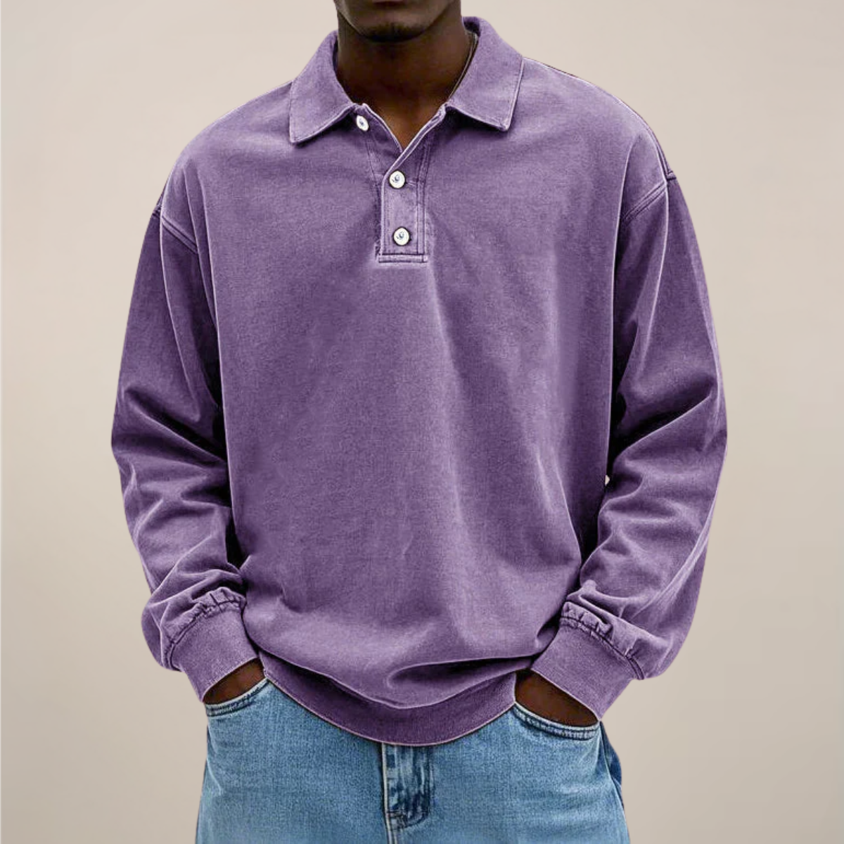 Lucas Bennett | Relaxed Polo Sweatshirt For Men
