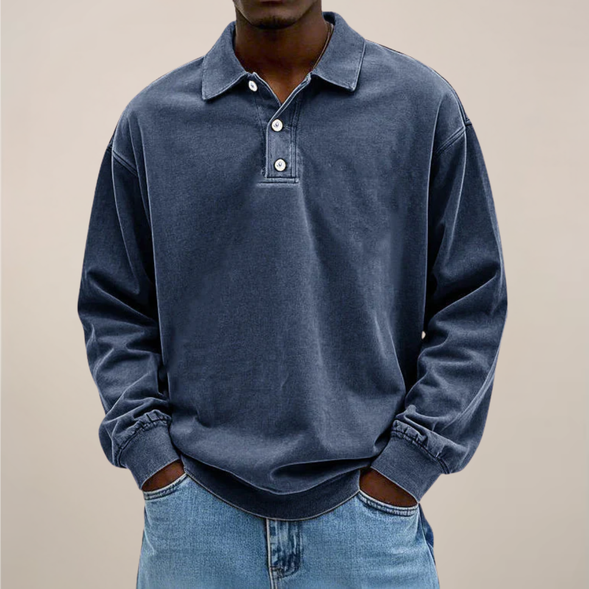Lucas Bennett | Relaxed Polo Sweatshirt For Men