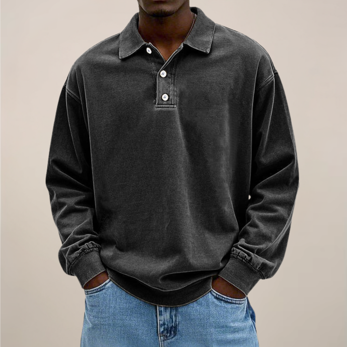 Lucas Bennett | Relaxed Polo Sweatshirt For Men