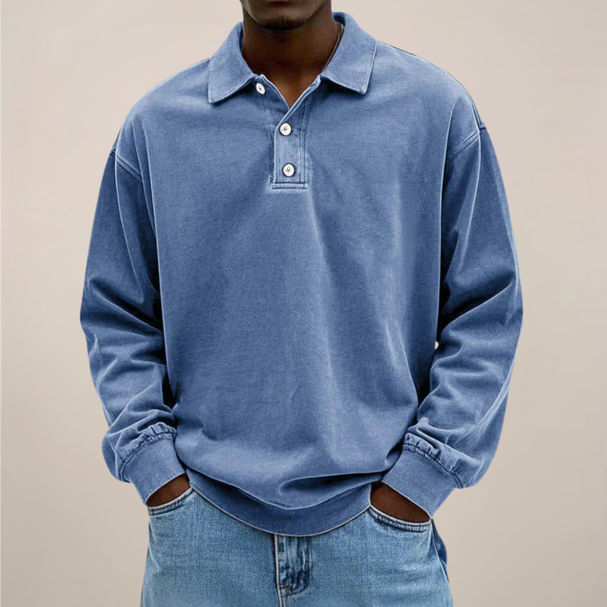 Lucas Bennett | Relaxed Polo Sweatshirt For Men
