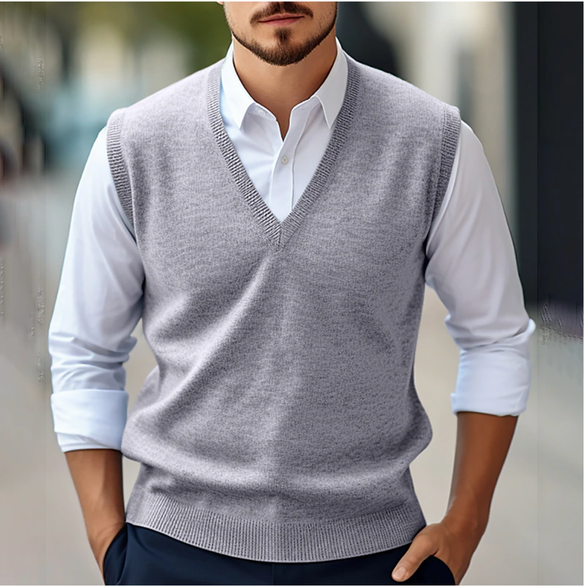 Henry Cavendish | Knitted V-Neck Vest For Men