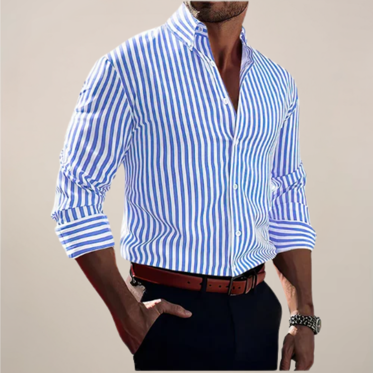 Fabio Rinaldi | Capri Stripe Tailored Shirt Luxe