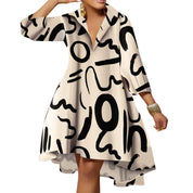 Florianne Voclaire | Abstract Print High-Low Midi Dress for Women