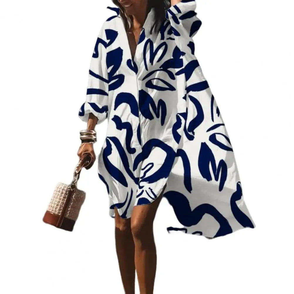 Florianne Voclaire | Abstract Print High-Low Midi Dress for Women