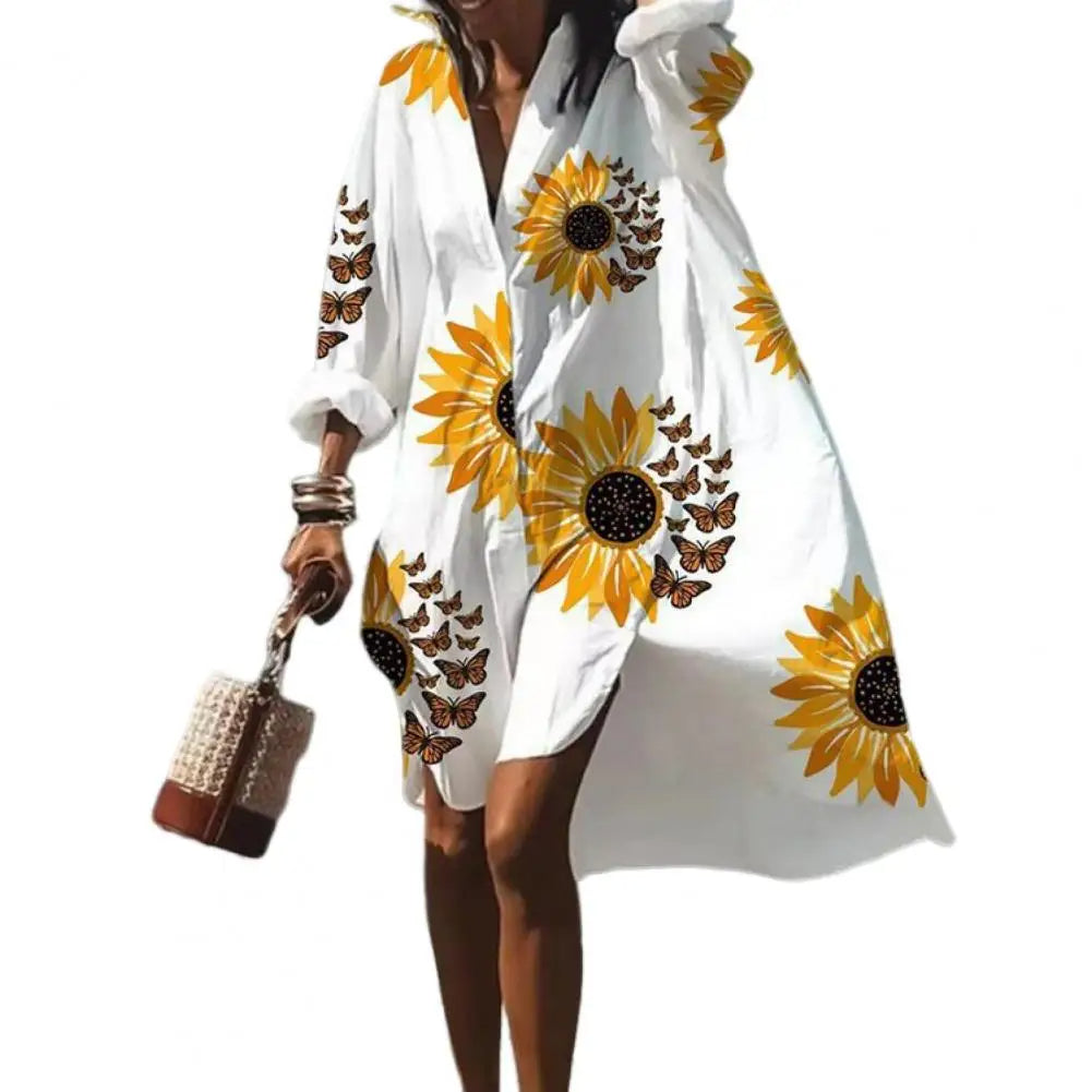 Florianne Voclaire | Abstract Print High-Low Midi Dress for Women