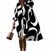 Florianne Voclaire | Abstract Print High-Low Midi Dress for Women
