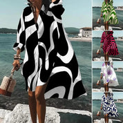 Florianne Voclaire | Abstract Print High-Low Midi Dress for Women