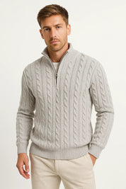 Adrian Cole | Cable Knit Zip-Up Sweater