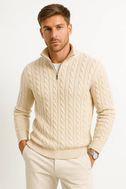 Adrian Cole | Cable Knit Zip-Up Sweater