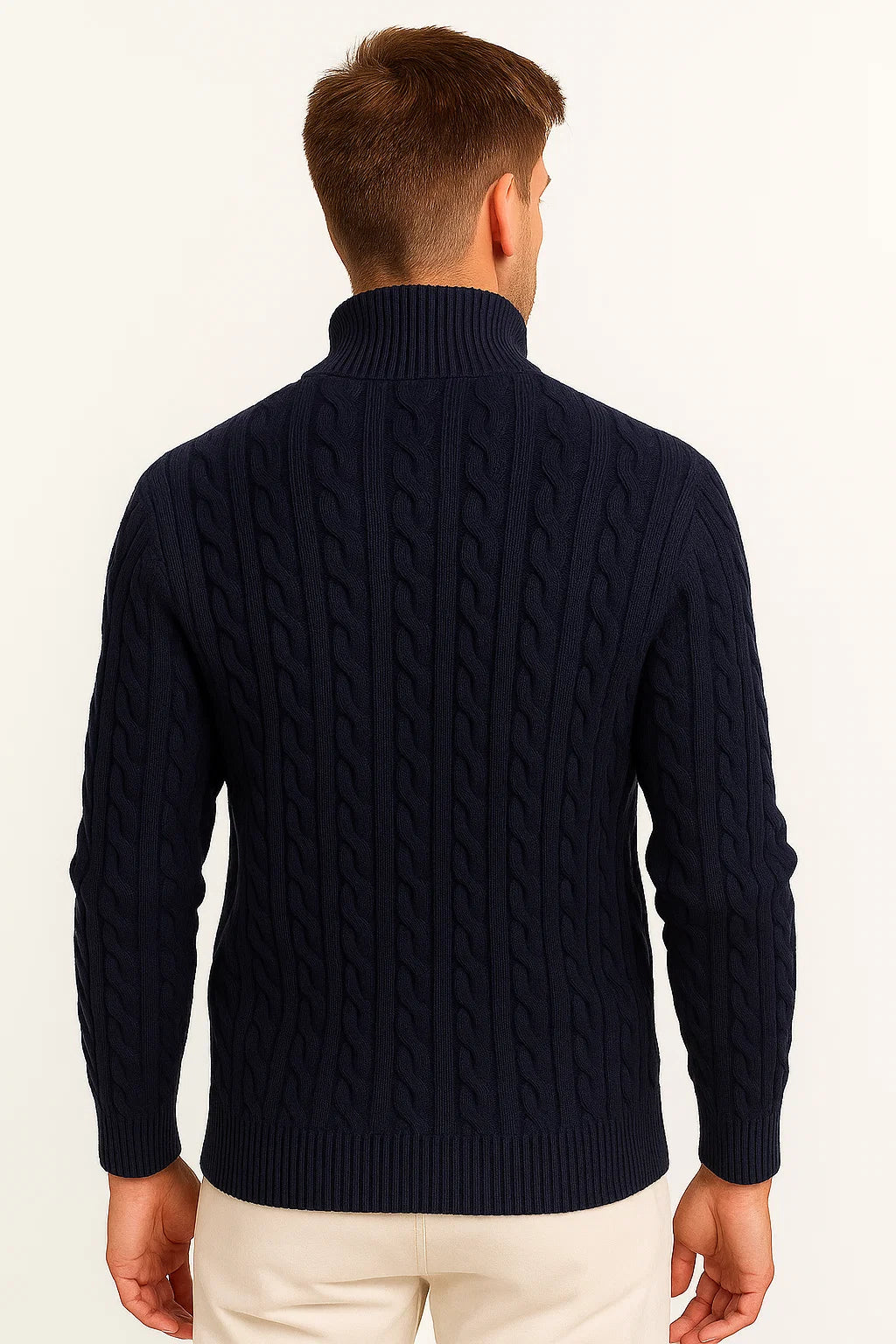 Adrian Cole | Cable Knit Zip-Up Sweater