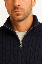 Adrian Cole | Cable Knit Zip-Up Sweater