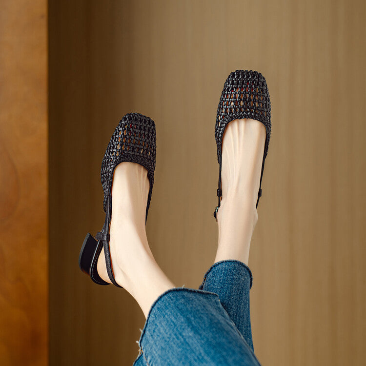 Isabella Moreau | Woven Slingback Heels For Women