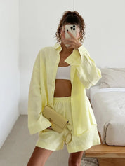 Sophie Laurent | Linen Shirt & Shorts Set For Women