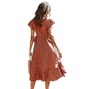 Charlotte Monroe | Polka Dot Wrap Midi Dress For Women