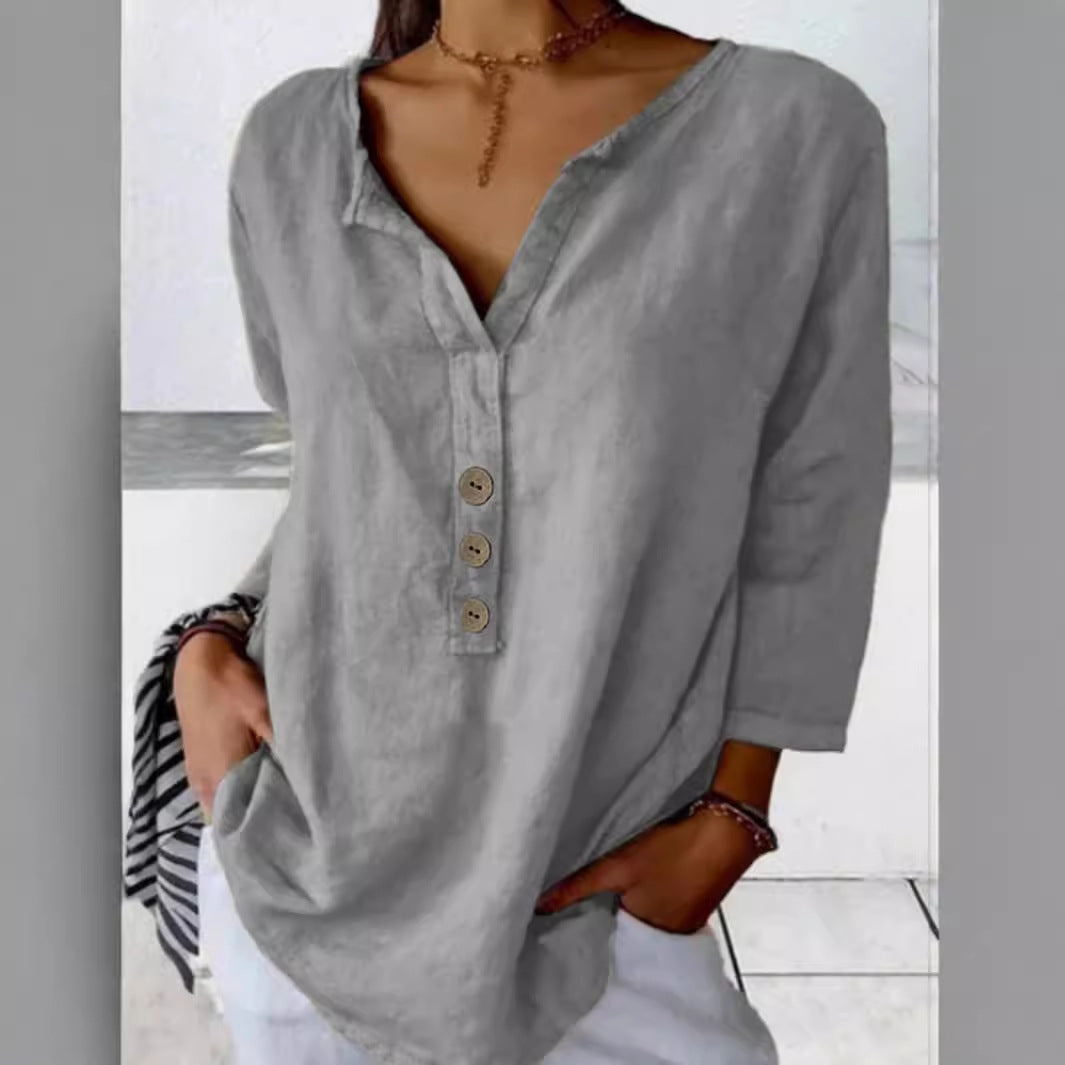 Sienna Hartwell | Casual Linen Button Tunic For Women