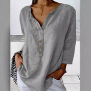 Sienna Hartwell | Casual Linen Button Tunic For Women