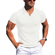 Luca Bellini | Ribbed Knit Polo Shirt For Men