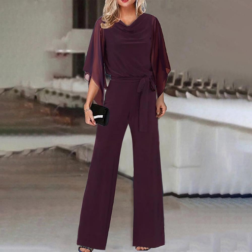 Celeste Moreau | Chiffon Sleeve Evening Jumpsuit For Women