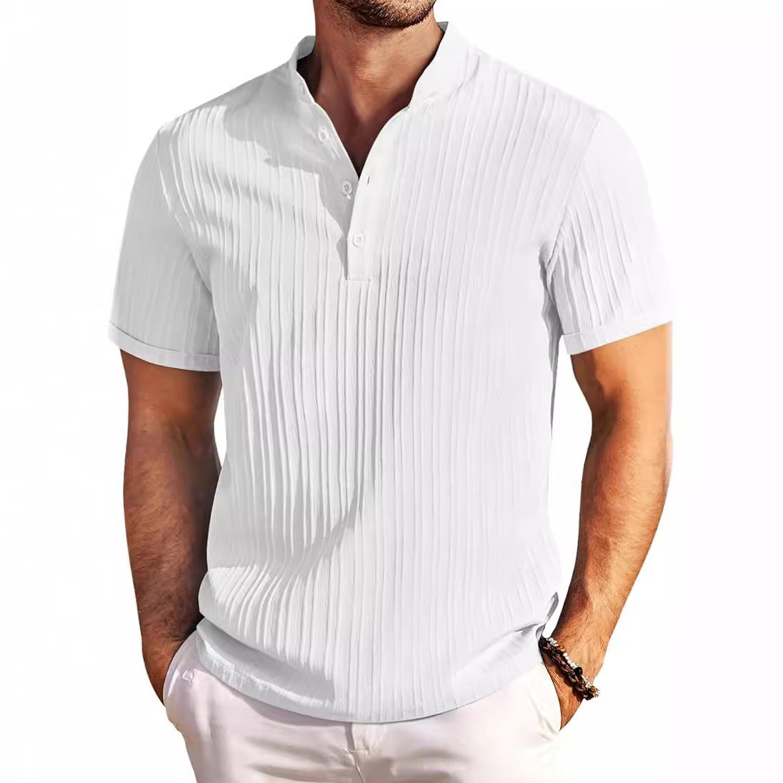 Matteo Whitmore | Ribbed Henley Shirt For Men